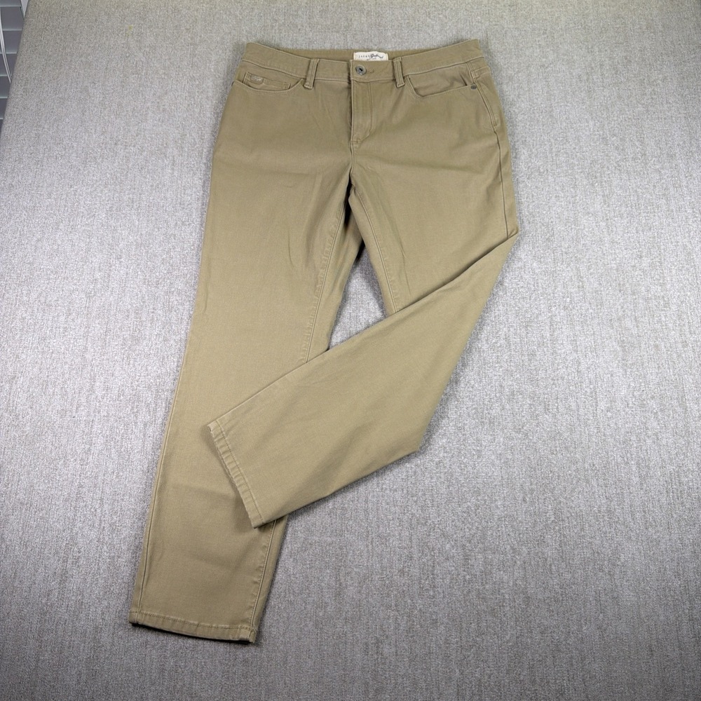 JACHS Straight Leg Pants Women 8 Tan Stretch Khaki Mid Rise Ankle